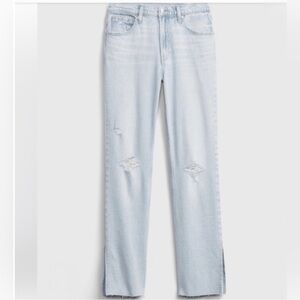 GAP 90s Loose Mid Rise Jeans Light Wash Distressed Side Slits Jeans